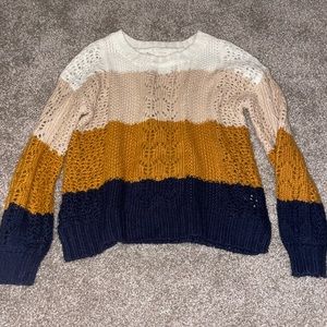 Chunky tri-color knit sweater